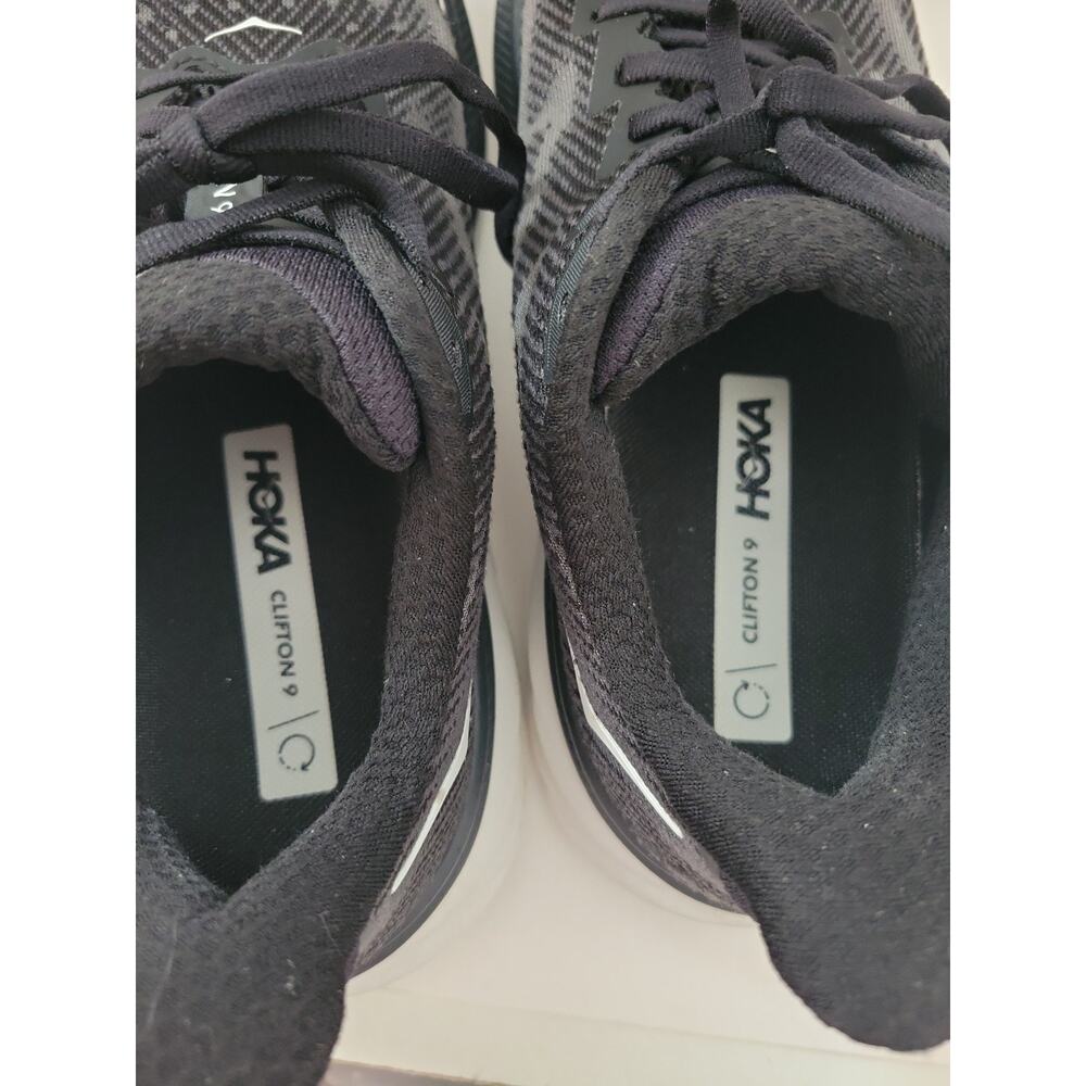 8.5 Hoka Women's Clifton 9 Black/White, Running Shoes-US 8.5 B - Picture 10 of 13